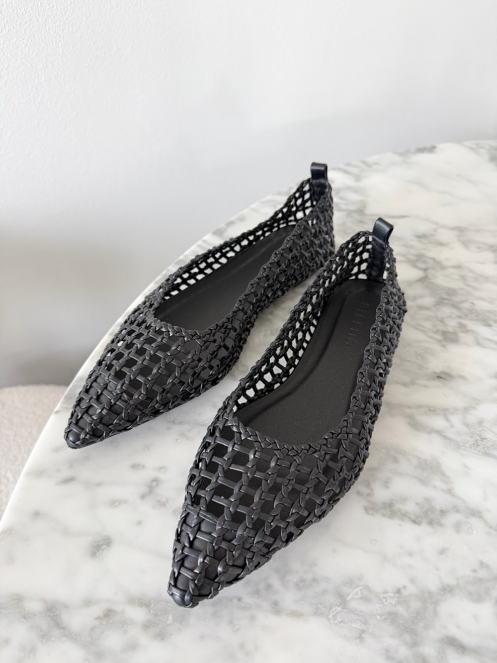 BILLINI Agatha Woven Pointed Toe Ballet Flats - Black